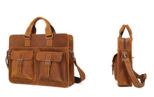 Load image into Gallery viewer, Vintage Men's Cow Genuine Leather Briefcase Crazy Horse Leather Messenger Bag - travelprosonline