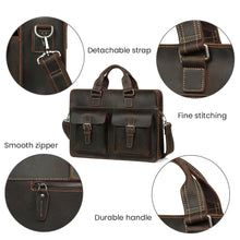 Load image into Gallery viewer, Vintage Men's Cow Genuine Leather Briefcase Crazy Horse Leather Messenger Bag - travelprosonline